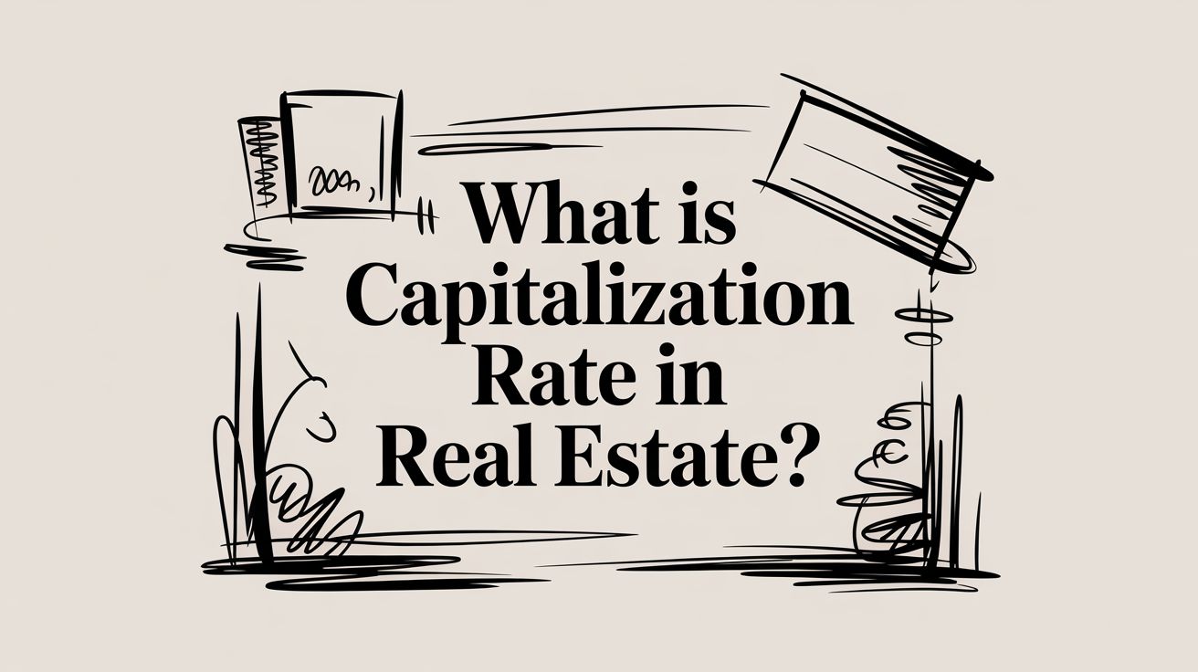 Real estate investment analysis showing capitalization rate calculation and property valuation.